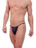 men's navy blue satin string thong - XDress