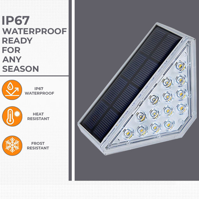 Dimnezz Solar Warm White Triangle Step Lights for Outdoor Illumination
