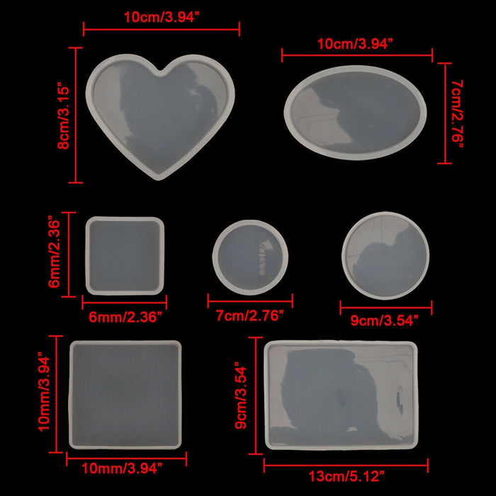 Coaster Cup Mat Mold Round Silicone Mould Kit for Craft DIY Epoxy Resin