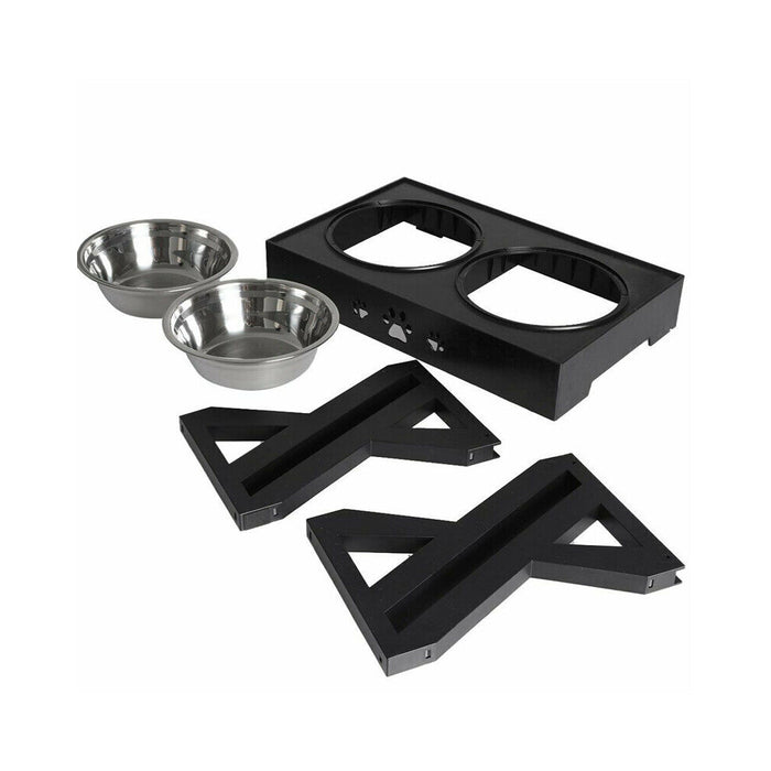 Elevated Double Bowl Dog Pet Feeder with Adjustable Height