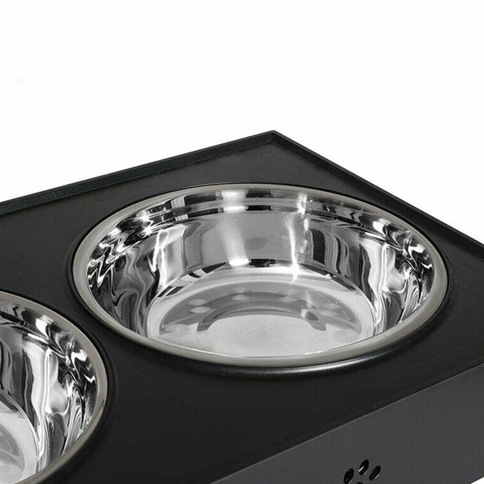Elevated Double Bowl Dog Pet Feeder with Adjustable Height