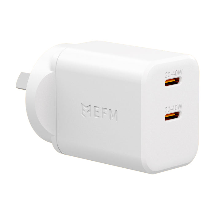 EFM ECO 40W Dual Port Wall ChargerWith GaN  Power Delivery and PPS