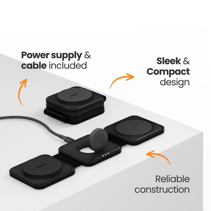 EFM FLUX Travel 3-in-1 Wireless ChargerWith 20W Wall Charger
