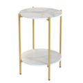 2 Tier Round Coffee End Table with Storage Shelf