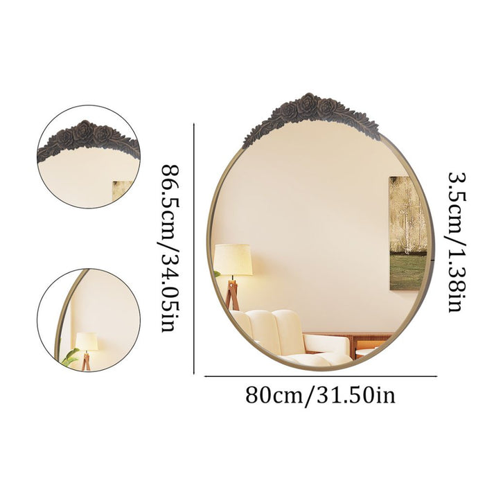 Stunning Baroque Brass Mirror Elegant Resin Rose Design