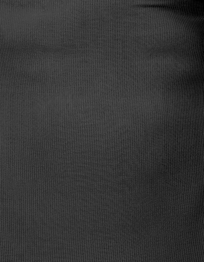Closeup view of black fabric showing baby ribbed texture