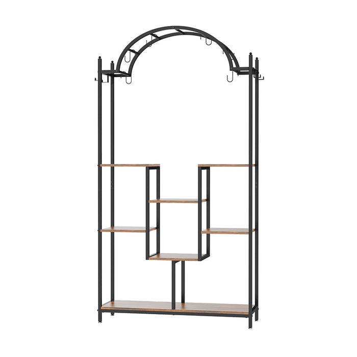Extra Large Arched Metal Flower Shelf with Hanging Hooks