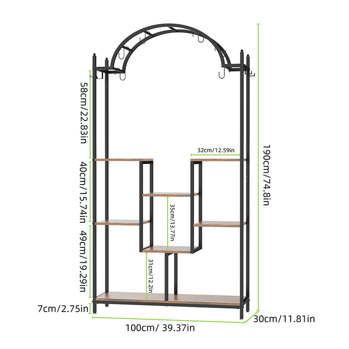 Extra Large Arched Metal Flower Shelf with Hanging Hooks
