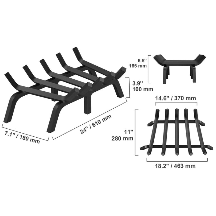 Fireplace Log Grate Fireplace Grate Solid Powder Coated Steel Bars