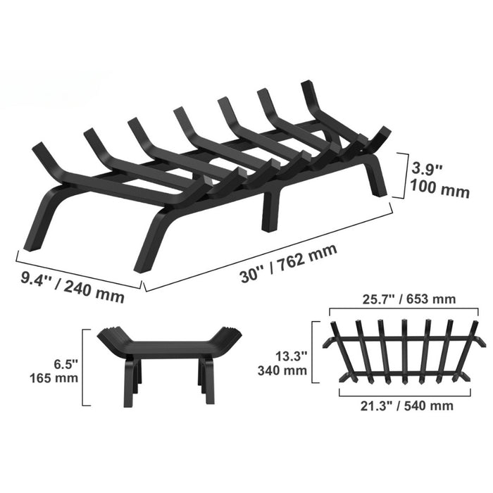 Fireplace Log Grate Fireplace Grate Solid Powder Coated Steel Bars