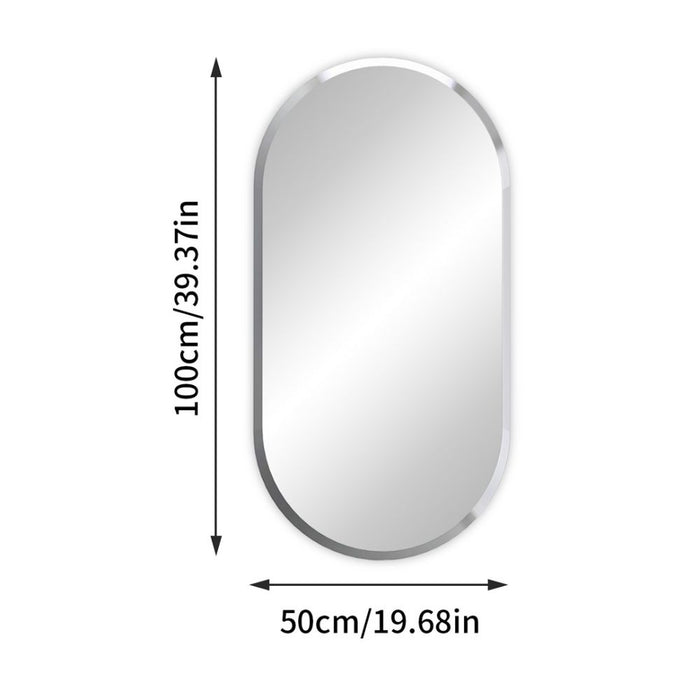 Stylish Frameless Long Oval Bathroom Vanity Mirror with Beveled Edge