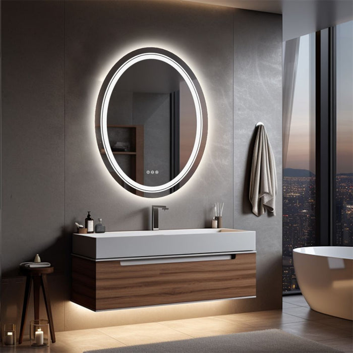 Frameless Oval Illuminated Bathroom Mirror