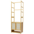 Freestanding Bamboo Clothes Rack with Shoe Cabinet