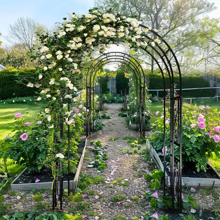 Garden Arches Outdoor Black Metal Arbor for Climbing Plants