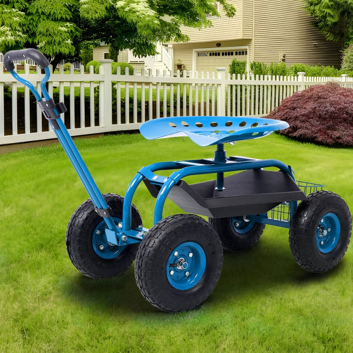 Garden Cart Rolling Workseat with Wheels Gardening Stool for Planting