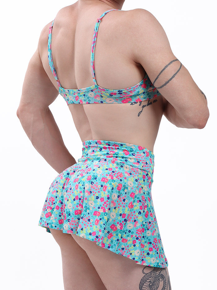 Men's aqua floral mini skirt - XDress