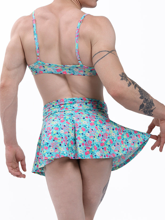 Men's aqua floral mini skirt - XDress