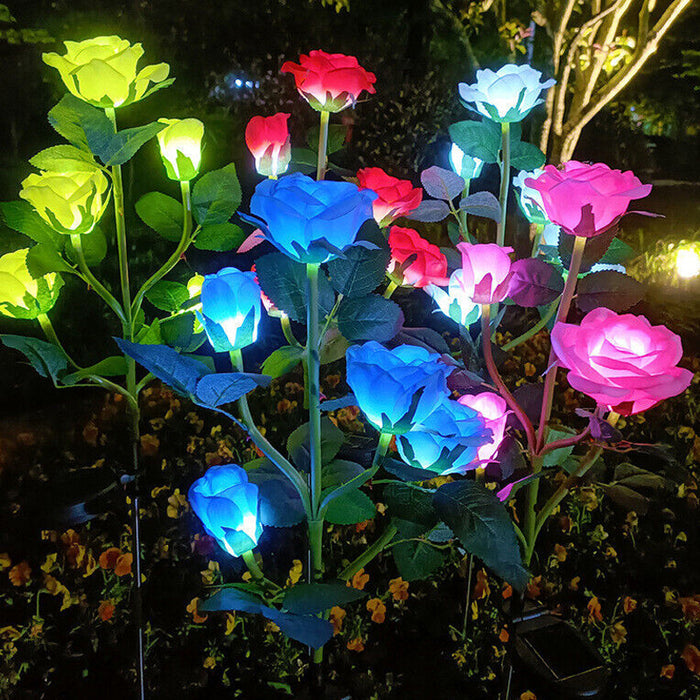 75cm Long Stemmed Garden Rose Decorative Outdoor Garden Flower Light- Solar Powered