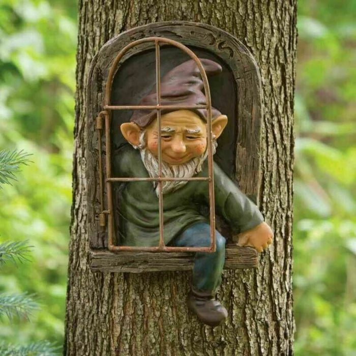 Garden Statue Elf Go Out Tree Hug Suitable for Courtyard Porch Garden Decoration