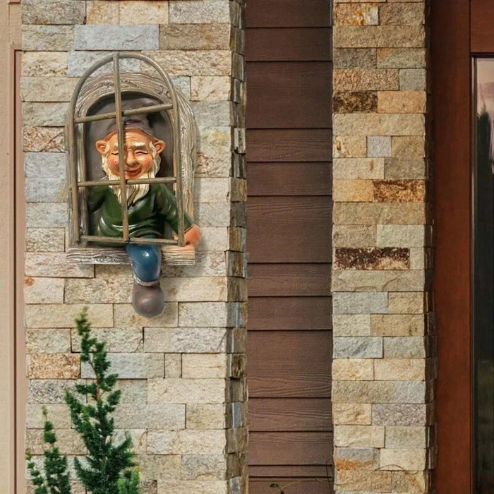 Garden Statue Elf Go Out Tree Hug Suitable for Courtyard Porch Garden Decoration