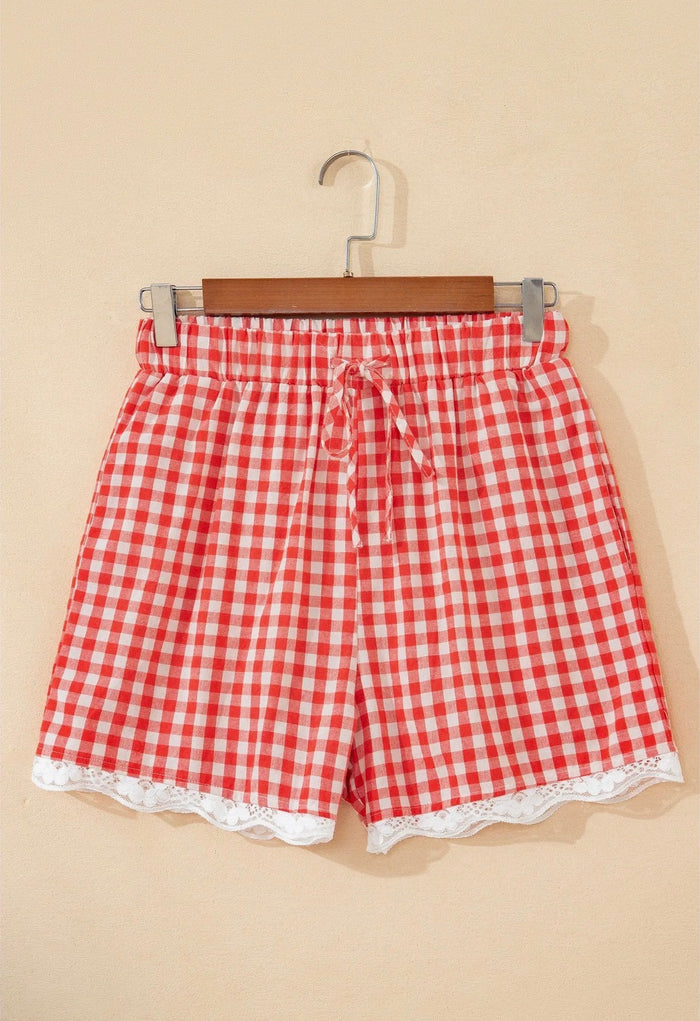 Gingham Plaid Lace Shorts
