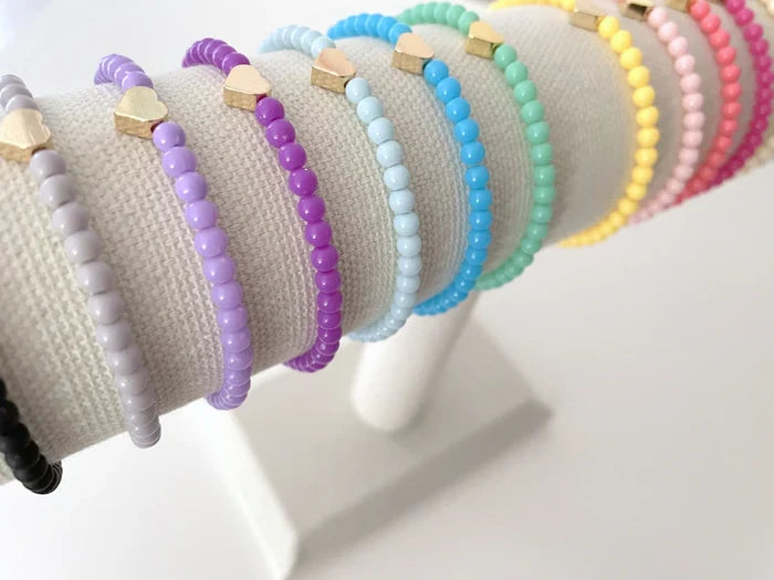 Gold Heart Charm Stacking Bracelet
