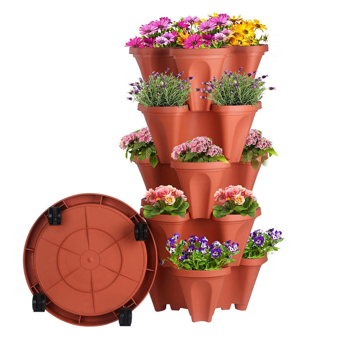 GREENHAVEN 5-Tier Stackable Planter, Indoor and Outdoor Gardening Planter with Removable Wheels and Tools_0