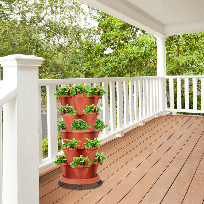GREENHAVEN 5-Tier Stackable Planter, Indoor and Outdoor Gardening Planter with Removable Wheels and Tools_2