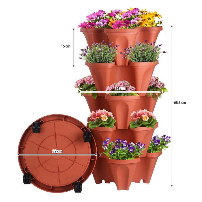 GREENHAVEN 5-Tier Stackable Planter, Indoor and Outdoor Gardening Planter with Removable Wheels and Tools_12