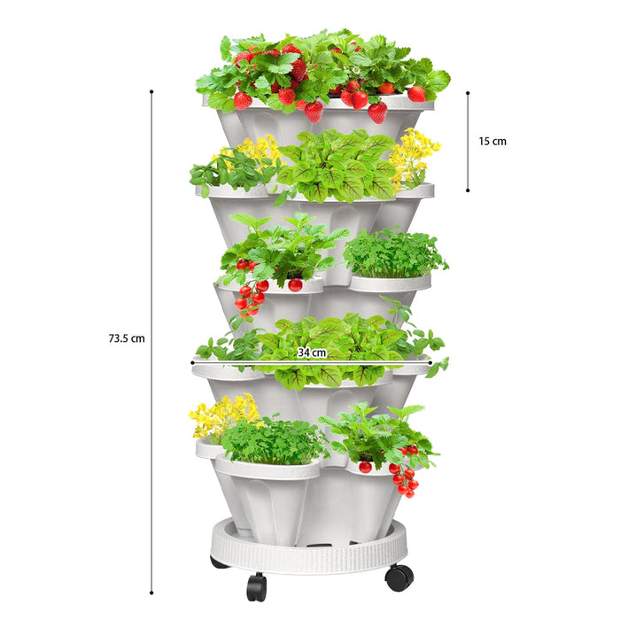 GREENHAVEN 5-Tier Stackable Planter, Indoor and Outdoor Gardening Planter with Removable Wheels and Tools_13