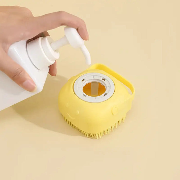 Dog Bathing Brush Pet Massage Brush Shampoo Dispenser Soft Silicone Brush_3