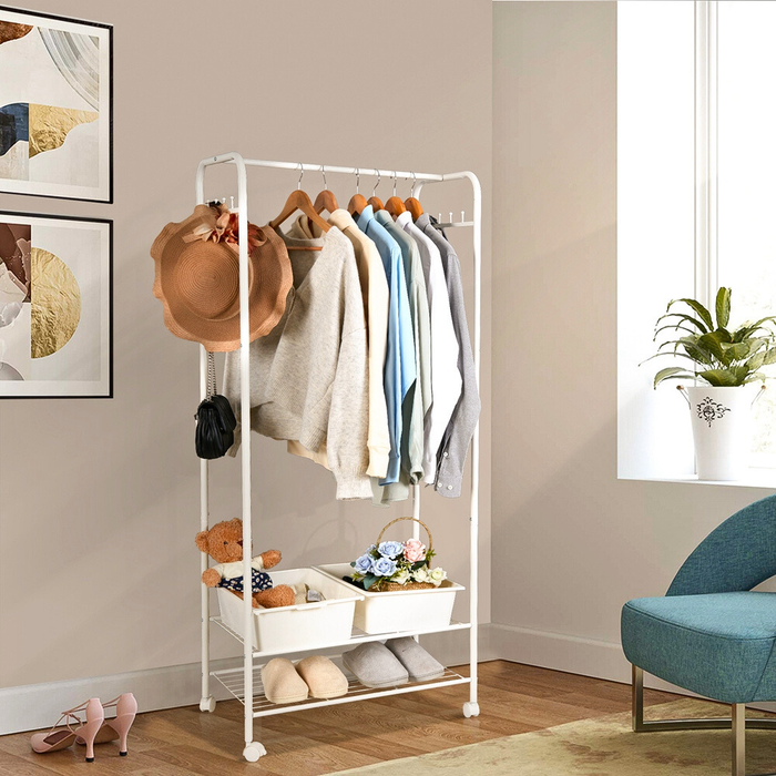 Heavy Duty Industrial Pipe Clothes Rack with Wheels