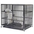 Heavy Duty Pet Dog Cage Strong Metal Crate Kennel Playpen with Wheels &Tray
