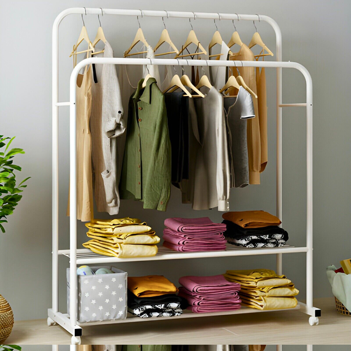Heavy Duty Rolling Garment Rack Cloth Hanger and Shoes Organizer