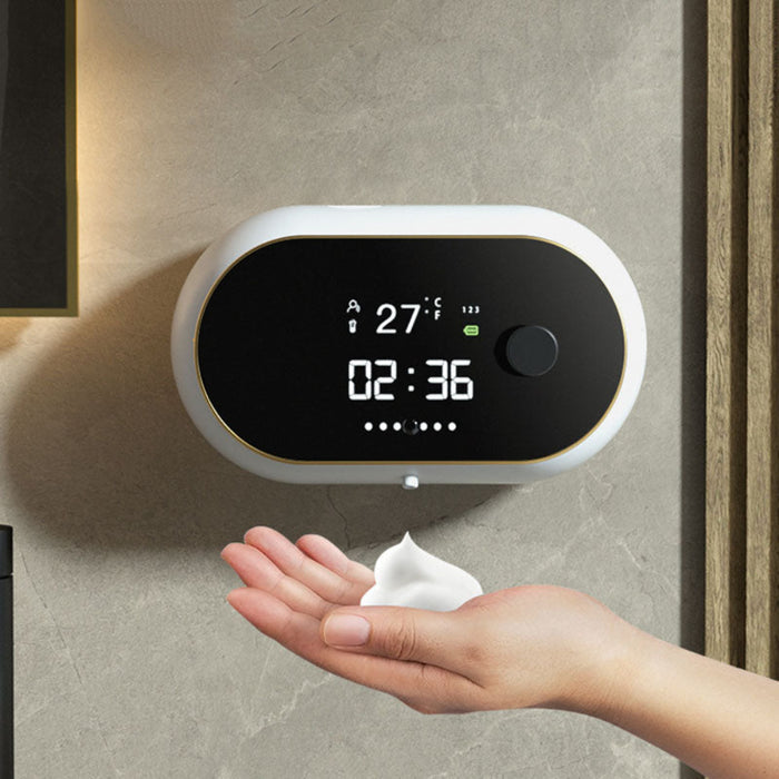 Human Body Induction Smart Liquid Foam Soap Dispenser with Time & Temperature Display