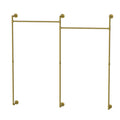 Industrial Pipe Clothing Rack Wall Mounted with Hanging Rods - Gold