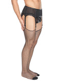 Men's black industrial fishnet tights
