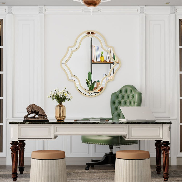 Irregular Silver Wall Decor Mirror with Golden Rim