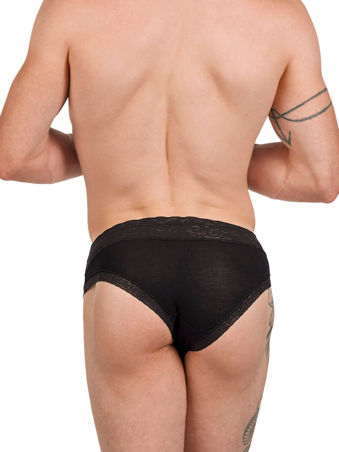 Men's Black Lace & Modal Panties- XDress