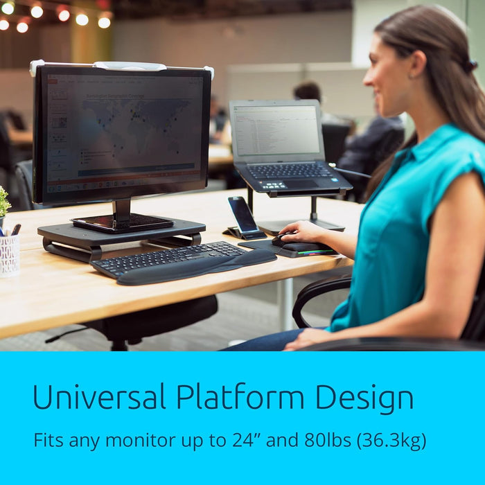 Kensington SmartFit Ergonomic Monitor Stand with 3 Height Settings Extra Wide Storage Platform for Monitors