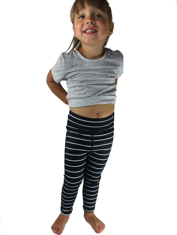 KIDS Striped Legging - Black with White Stripes (FINAL SALE 2T-5T)