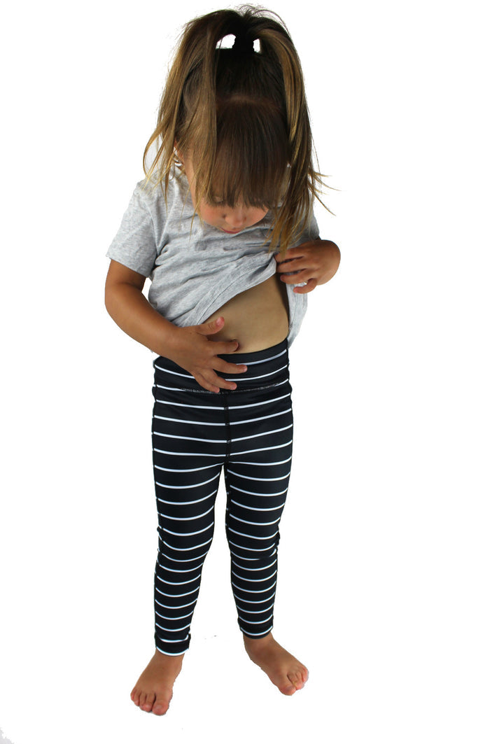 KIDS Striped Legging - Black with White Stripes (FINAL SALE 2T-5T)