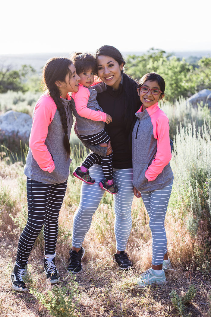 KIDS Striped Legging - Grey with White Stripes [FINAL SALE] (2T-5T)