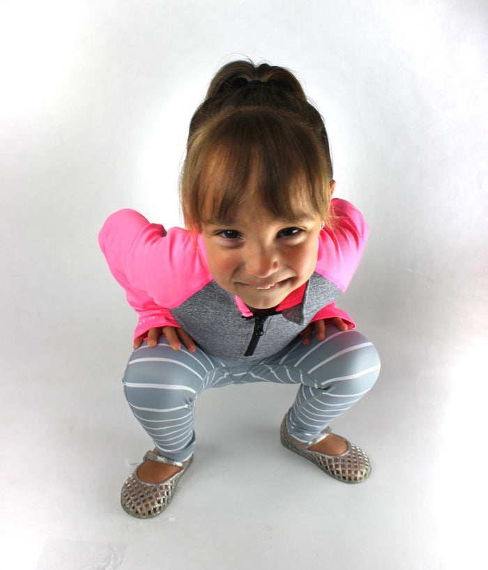 KIDS Striped Legging - Grey with White Stripes [FINAL SALE] (2T-5T)