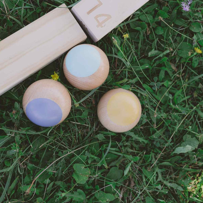 Kinderfeets Boules Wooden Toss Game for Family Fun with Storage Crate