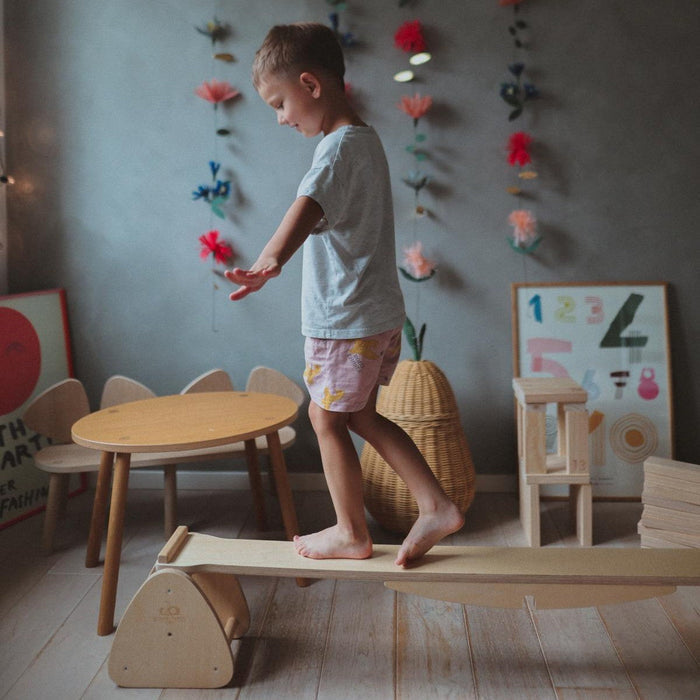 Kinderfeets Pikler Balance Beam Wooden Balance and Seesaw Set for Kids