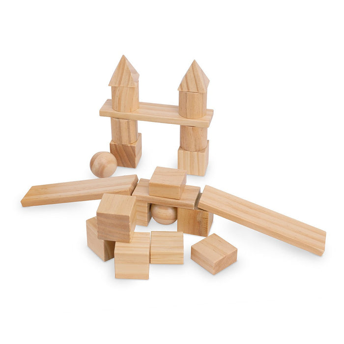 Kinderfeets Wooden Tray with 100 Wooden Blocks Natural