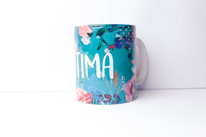 Lagoon Floral Mug - Aqua