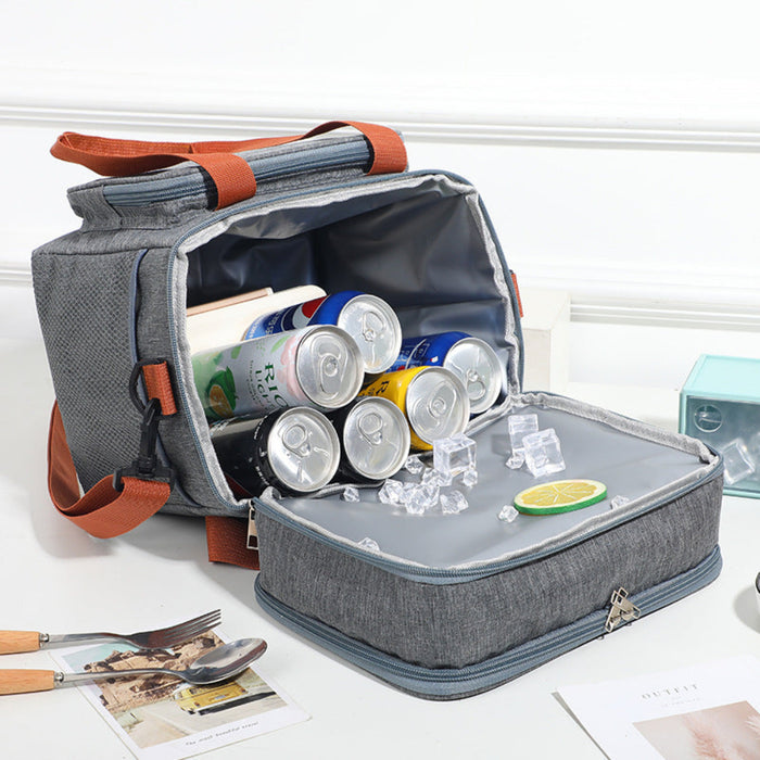 Large Capacity Double Layer Crosbody Lunch Bags