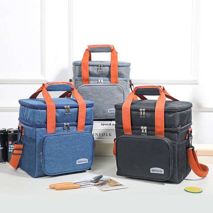 Large Capacity Double Layer Crosbody Lunch Bags